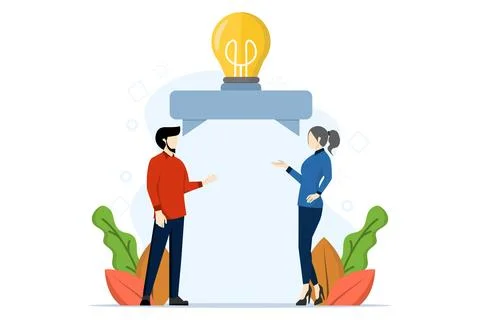 Effective communication to exchange ideas and produce solutions or results Stock Illustration