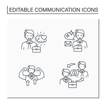 Effective communication line icons set Stock Illustration