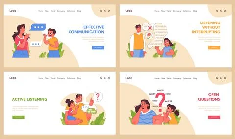Effective communication set. Flat vector illustration Stock Illustration