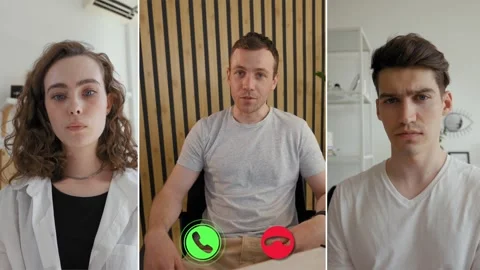 Effective communication strategies in a split screen online call Stock Footage 305548687