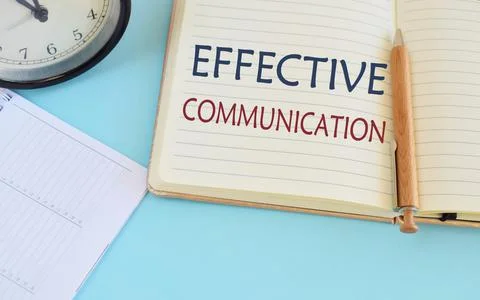 Effective Communication text written in notebook. Concept eaning the ability Stock Photos