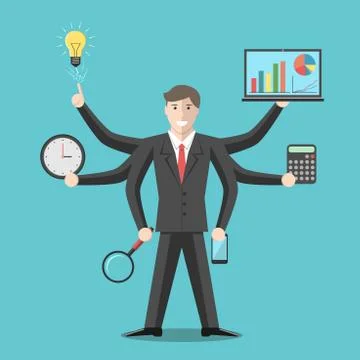 Effective competent leader, multitasking Stock Illustration