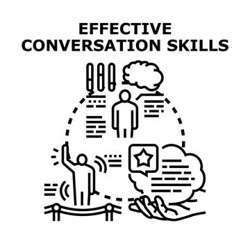 Effective conversation skills developing communication abilities Stock Illustration