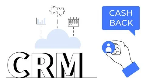 Effective CRM Strategies with Cloud Integration, Cash Back Rewards, and Cus.. Stock Illustration
