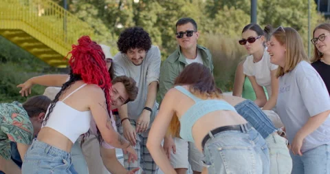 Effective group therapy activities for young adults artistry imagination outdoor Stock Footage 251076415