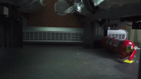 Effective heating system installation in a minibus cabin for winter comfort Stockbeeldmateriaal 295034122