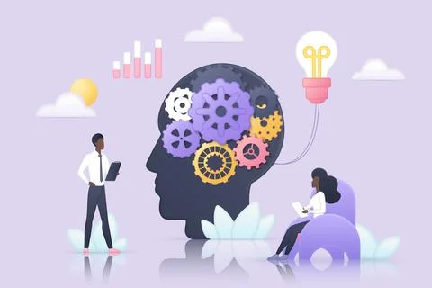 Effective idea development, mind growth and learning experience of tiny people Stock Illustration
