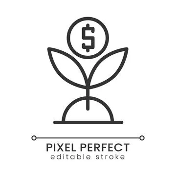 Effective investment pixel perfect linear icon Stock Illustration