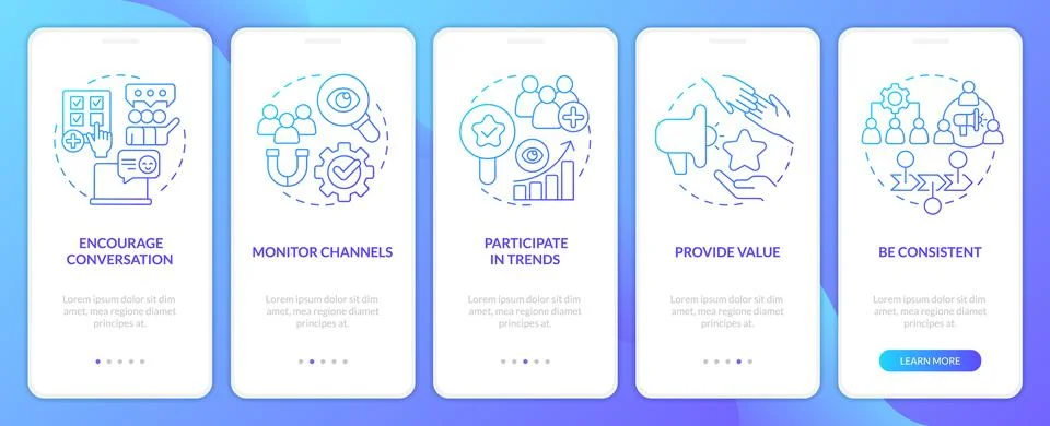 Effective involvement blue gradient onboarding mobile app screen Stock-Illustration