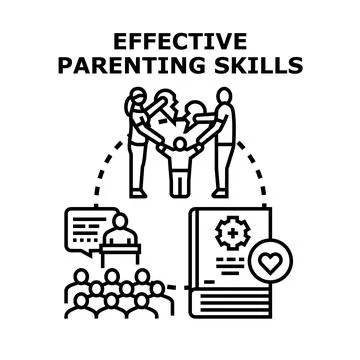 Effective parenting skills training improving family relationships Stock Illustration