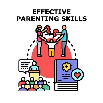 Effective parenting skills training improving family relationships Stock Illustration