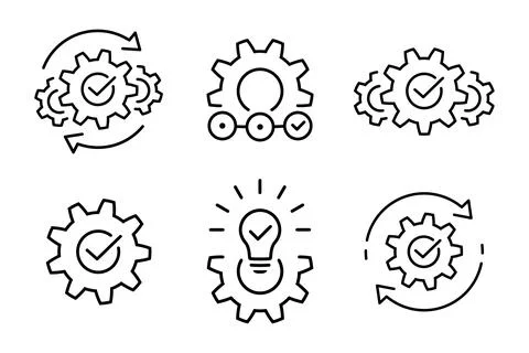 Effective solution icon set Stock Illustration
