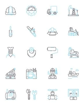 Effective strategy linear icons set. Planning, Tactics, Execution, Methodology Illustrazione stock