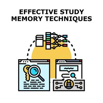 Effective study memory techniques for learning and knowledge retention Stock Illustration