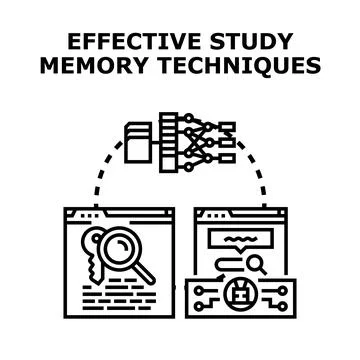 Effective study memory techniques for learning and knowledge retention Stock Illustration