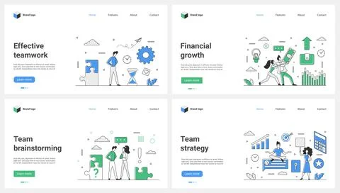 Effective teamwork, brainstorm and strategy organization for financial growth Stock Illustration