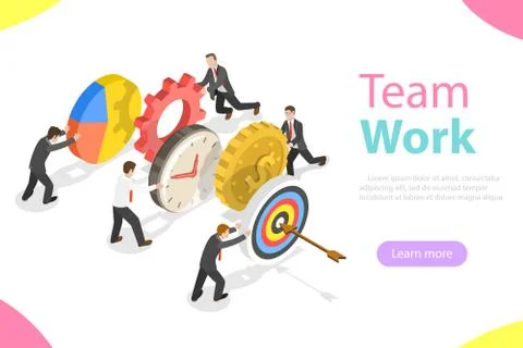 Effective teamwork flat isometric vector concept. Stock Illustration