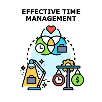Effective time management balancing work, life, and productivity Stock Illustration