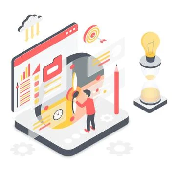 Effective time management isometric vector illustration Illustrazione stock