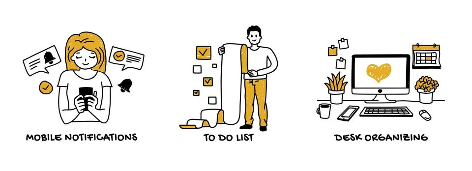 Effective workflow and organization in a successful job or remote work Illustrazione stock