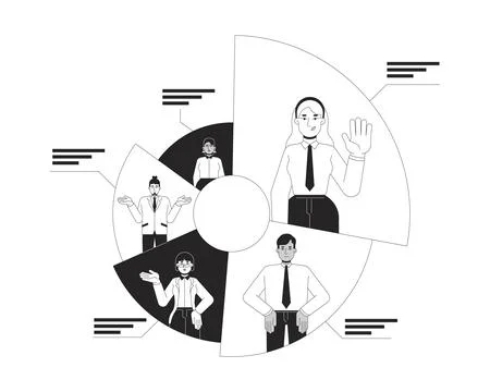 Effective workload distribution black and white 2D illustration concept Illustrazione stock
