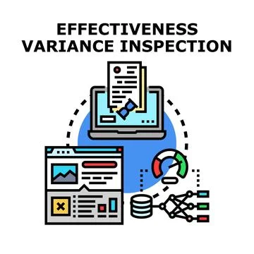 Effectiveness variance inspection concept analyzing data 库存插图