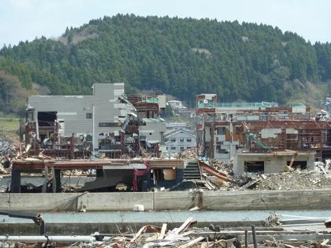 The effects of the tsunami in Japan. Stock Photos