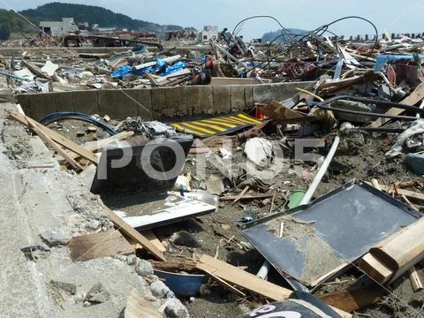 The effects of the tsunami in Japan. Stock Photos