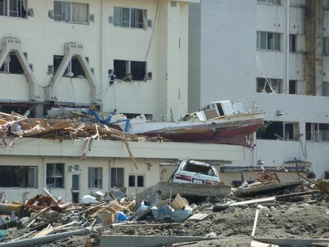 The effects of the tsunami in Japan. Foto stock