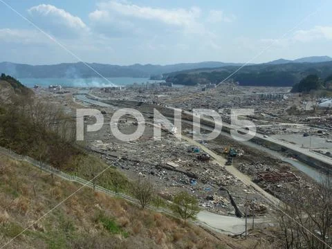 The effects of the tsunami in Japan. Stock Photos