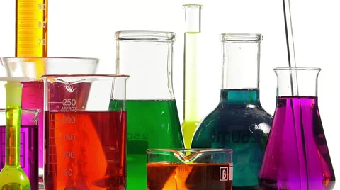 Effervescence in several bottles of various colors Video stock 64291907