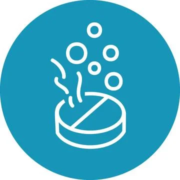Effervescent dissolving pill tablet with bubbles icon graphic sign symbol i.. Stock-Illustration