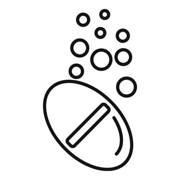 Effervescent pill dissolving with bubbles Stock Illustration
