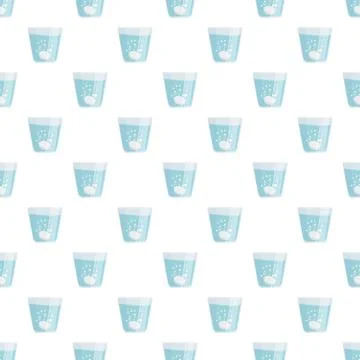 Effervescent pill dissolving in water glasses pattern Stock Illustration