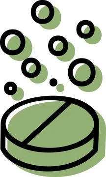 Effervescent soluble pill dissolving in drink Stock Illustration