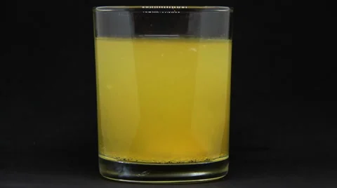 Effervescent Tablet With Bubbles In A Glass Of Water, Vitamin C Stock Footage 69058048