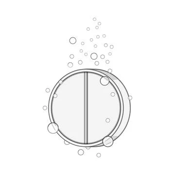 Effervescent tablet dissolving and producing bubbles illustration 库存插图