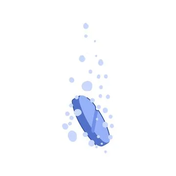 Effervescent tablet dissolving with bubbles in water Stock Illustration