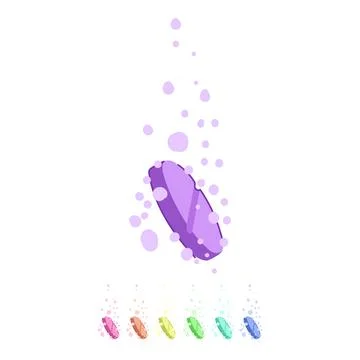 Effervescent tablet dissolving with bubbles in water graphic Stock Illustration