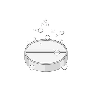 Effervescent tablet dissolving with bubbles on white background Stockillustratie