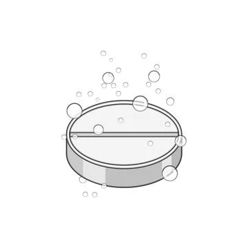 Effervescent tablet dissolving creating bubble effect Stock Illustration