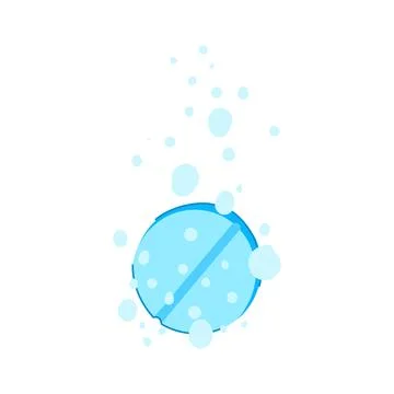 Effervescent tablet dissolving with fizzing bubbles Stock Illustration