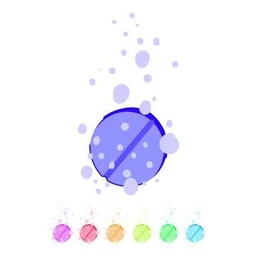 Effervescent tablet dissolving with fizzing bubbles graphic Stockillustratie