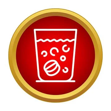 Effervescent tablet dissolving in glass of water icon Stock Illustration