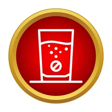 Effervescent tablet dissolving in glass of water icon Stock Illustration