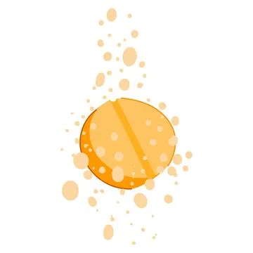 Effervescent tablet dissolving in liquid creating active bubbles Stock Illustration
