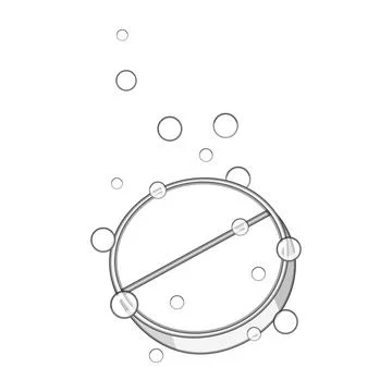 Effervescent tablet dissolving in liquid creating bubbles Stock Illustration