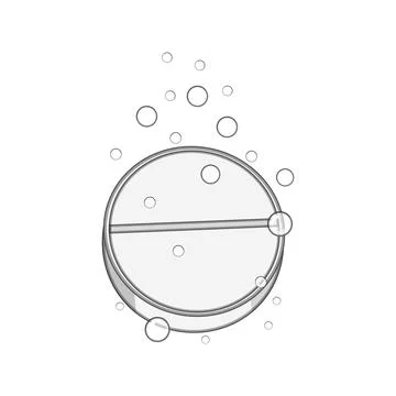 Effervescent tablet dissolving, producing medicinal bubbles Stock Illustration