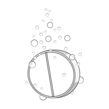 Effervescent tablet dissolving with rising bubbles Stock Illustration