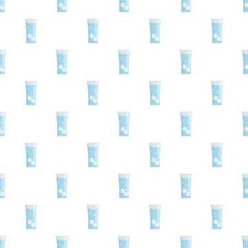 Effervescent tablet dissolving in water glasses pattern Stock Illustration